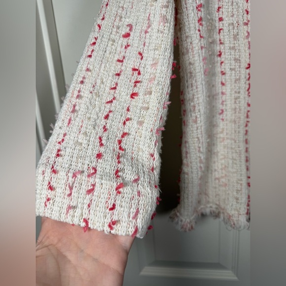 Nic + Zoe Woven Short Blazer Cream and Pink Textured Womens Size Petite Medium - Picture 3 of 9